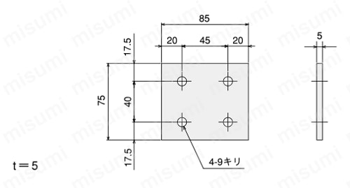 プレートブラケットL　外形図_LG