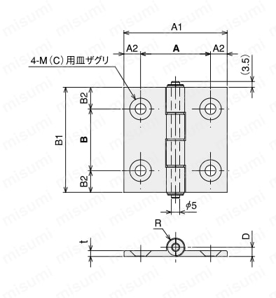 平型蝶番 SFA・SFK　外形図2