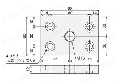 SF30 溝幅8mmタイプフットベース フットベース6090外形図