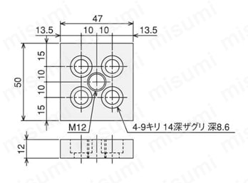 SF30 溝幅8mmタイプフットベース フットベース50502S外形図