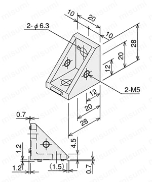 DブラケットS　DブラケットSタップ付 外形図