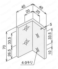 オフセットアングルL4080 外形図