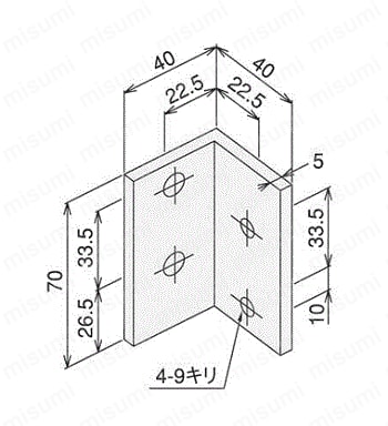 オフセットアングルL4590 外形図01