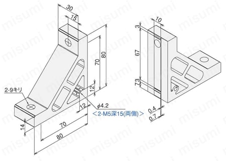 回り止付ハードブラケットLG 外形図
