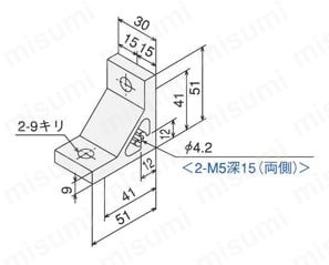 摩擦シート付ハードブラケットL 外形図