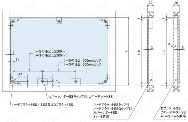 カバーホルダSSキャップ付　カバー固定方法