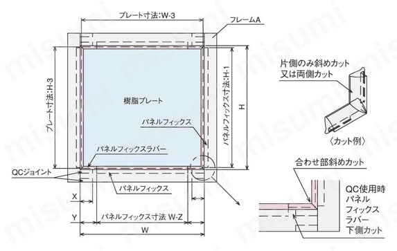 パネルフィックスラバー 4045 （パネル後入れタイプ） 取付寸法・部品選定めやす図
