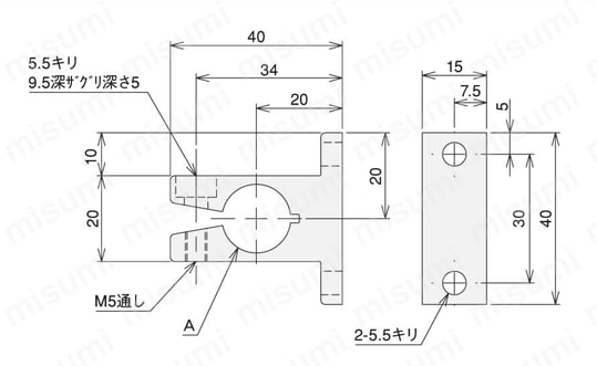 シャフトクランプ 外形図