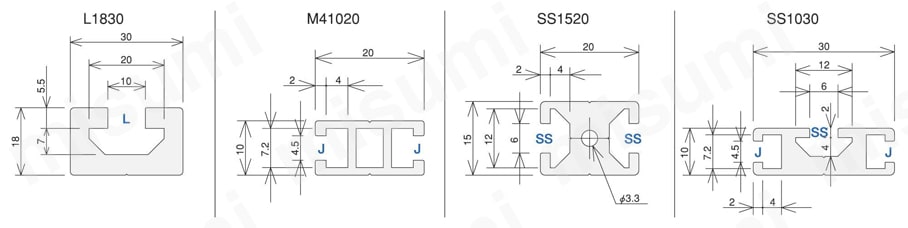 Tスロットフレーム 外形図-3