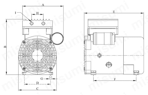 VACUTRONICSコンプレッサー DP-40外形図