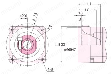 サーボモータ用 コンパクト高精度減速機 精度3分・15分仕様 APG（平行軸） 2000W相当 外形図3