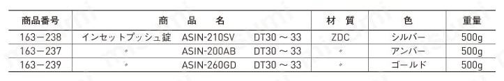 インセットプッシュ錠 ASIN-200AB DT30〜33 - 1