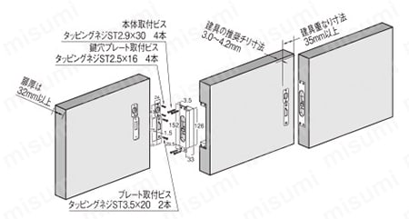 プッシュ式シリンダー召し合せ錠 仕様05
