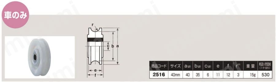 6'ナイロン戸車 | ヨコヅナ | MISUMI(ミスミ)