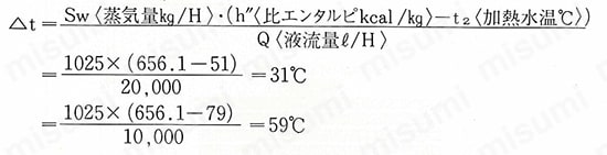 インラインヒーター TDR-M 加熱温度差（Δt ) の計算
