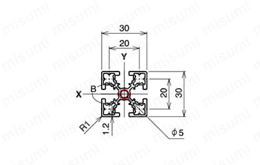 AFS-3030F-6の寸法図 ○：NIC規格タップ位置