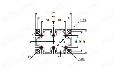 AFS-6090-6の寸法図