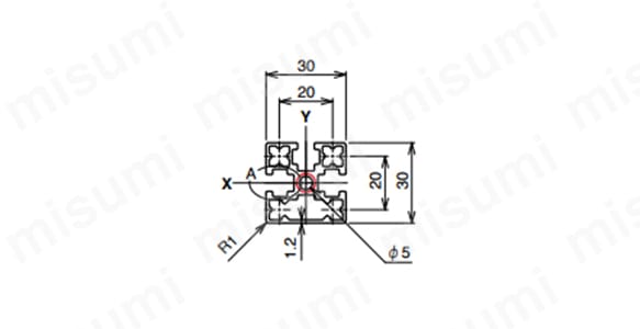 M6シリーズ スタンダード級 AFSF-3030Lの寸法図 ○NIC規格タップ位置