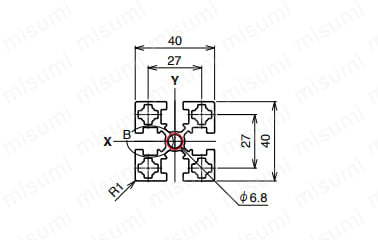 M8シリーズ スタンダード級 AFS-4040Lの寸法図 ○NIC規格タップ位置
