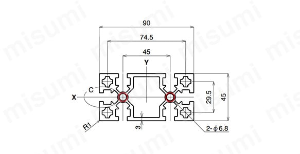 M8シリーズ スタンダード級 AFS-4590Lの寸法図