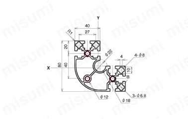 AFSR-808040-8の寸法図