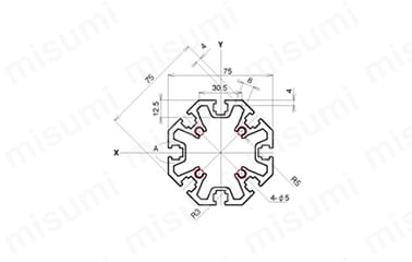 AFH-7575-6の寸法図