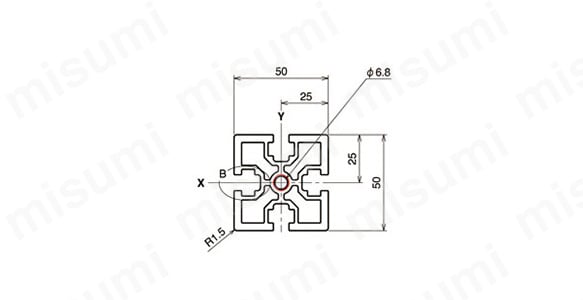 AFS-5050B-8の外形図 ○ NIC規格タップ位置