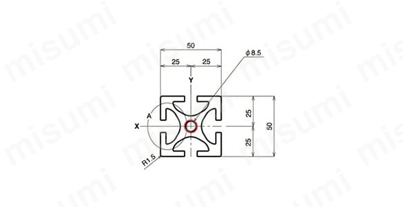 AFS-5050H-10の外形図 ○ NIC規格タップ位置