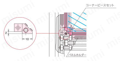 コーナーピースセット CPS-2020-6取付断面図