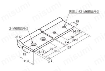 高荷重用アルミ押し出し蝶番締結部品セット AHB 外形図1