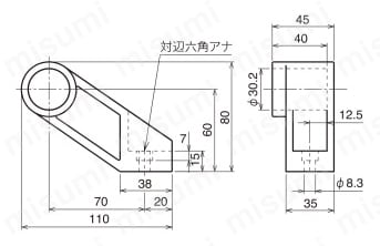 パイプフレーム用取手 DTP-35110 外形図