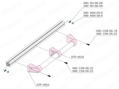 パイプフレーム用取手 DTP-4654　DTP-4654 / DTP-4634 取付例1