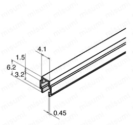 フェースストライプ【1～50個入り】　M4 溝カバー用・3mmパネル取付用外形図