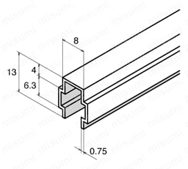 フェースストライプ【1～50個入り】　M8 溝カバー用外形図