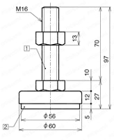 レベリングフット　LFN-16の外形図