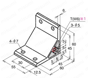 M6シリーズ スタンダードブラケット ABY　ABY-6055-6外形図