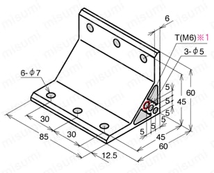 M6シリーズ スタンダードブラケット ABY　ABY-6085-6外形図