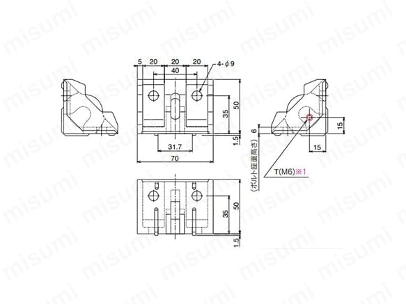 ABLD-80-8の外形図 ○ NIC規格タップ位置 質量 136g