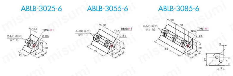 M6シリーズ ブロックブラケット ABLB 外形図