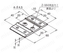 M4シリーズ フラットブラケット 溝幅20mm ABJF-2040-4外形図