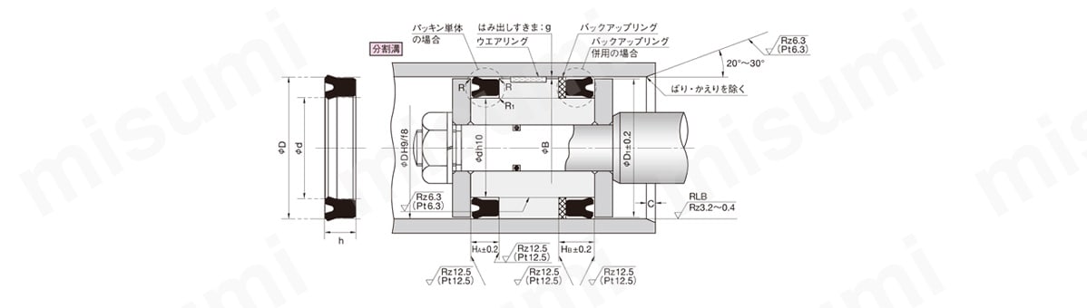 UPH型ピストン・ロッドシール両用パッキン | ＮＯＫ | MISUMI(ミスミ)