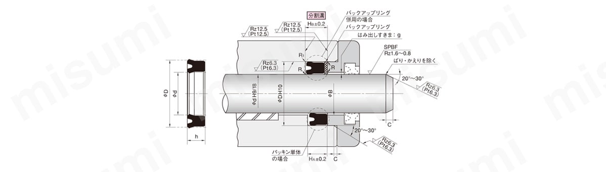 UPH型ピストン・ロッドシール両用パッキン | ＮＯＫ | MISUMI(ミスミ)
