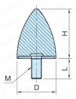 防振ゴム（円錐、片側オネジ）（VD6） 外形図