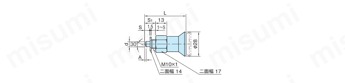インデックスプランジャー（薄板タイプ）（TWDXN） インデックスプランジャー（薄板タイプ）TWDXNの寸法図