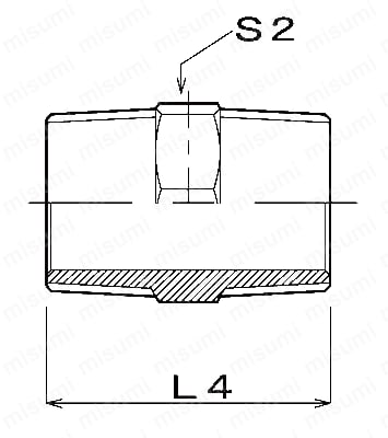 ステンレス製ねじ込み管継手 六角ニップル Alt;外形図01