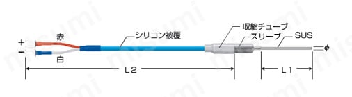 温度センサー 熱電対Kタイプ（シースタイプ） 外形図2