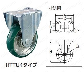 ハイテンプレス製ウレタンキャスター　固定金具付:関連画像