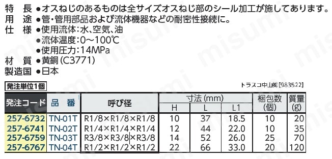 ねじ込み継手チーズ（外×外×外 ねじ）:関連画像