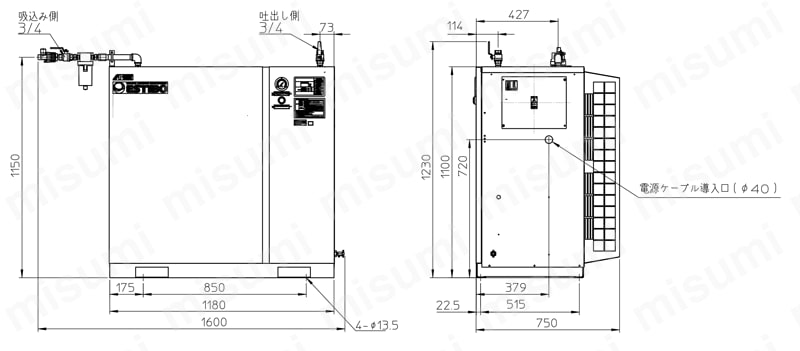 ブースターコンプレッサ ESTIBO CFBSシリーズ　CFBS37BF-14外形図