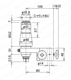 モニター観察用鏡体ユニット 外形図1